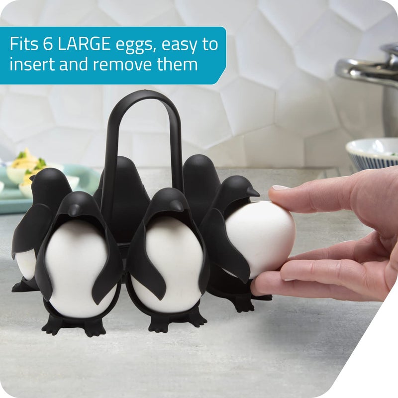 Peleg Design Egguins 3-in-1 Cook, Store and Serve Egg Holder, Penguin-Shaped Egg Cooker for Making Soft or Hard Boiled Eggs, Holds 6 Eggs for Easy Cooking and Fridge Storage - Image 4